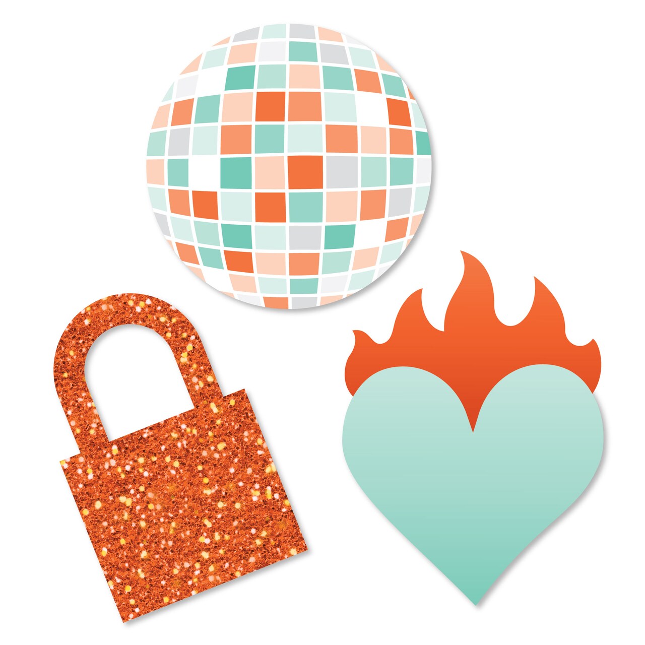 Big Dot of Happiness The Life of a Party Small Cutouts, Orange & Green Showgirl Era Birthday or Bachelorette Decor, Mini DIY Paper Cut-Outs - 24 Count